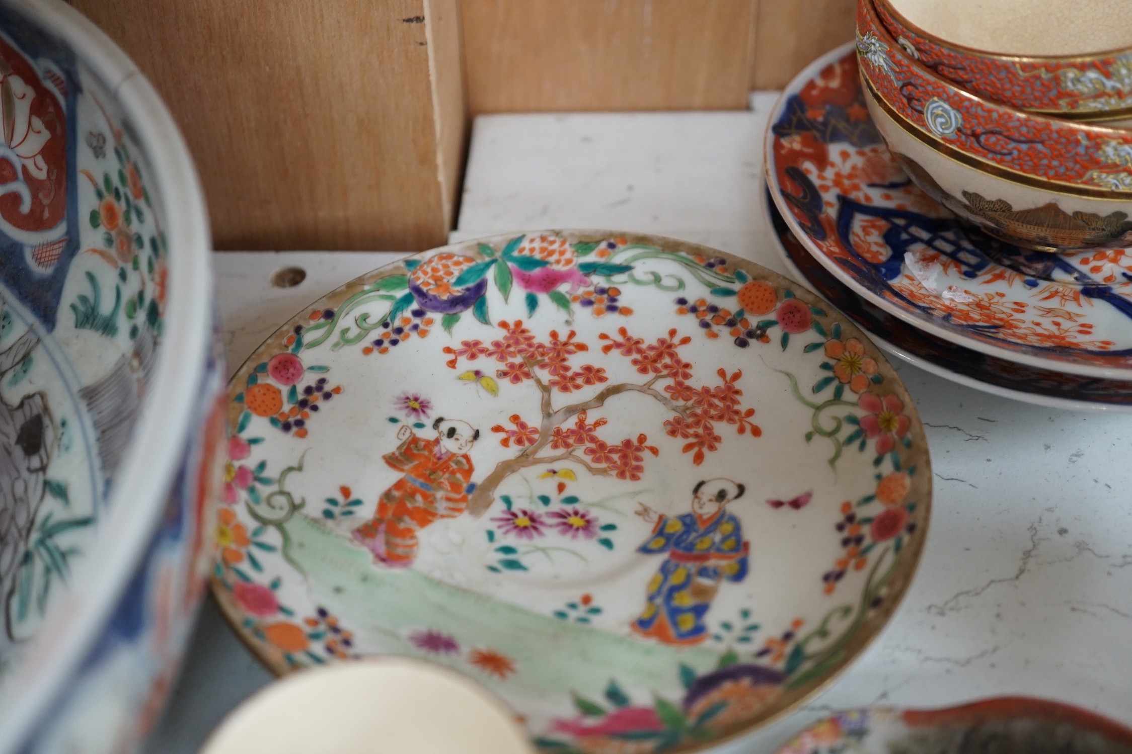 Assorted Japanese ceramics, bowl 31cms diameter